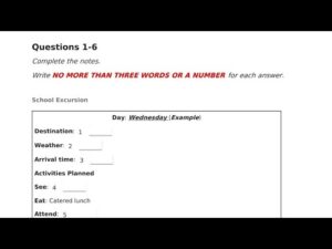 Read more about the article school excursion IELTS listening test with answers / day Wednesday example IELTS listening test